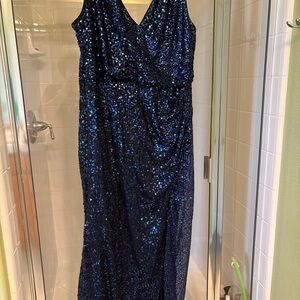 Badgley Mischka Navy Sequin Formal Dress size 20